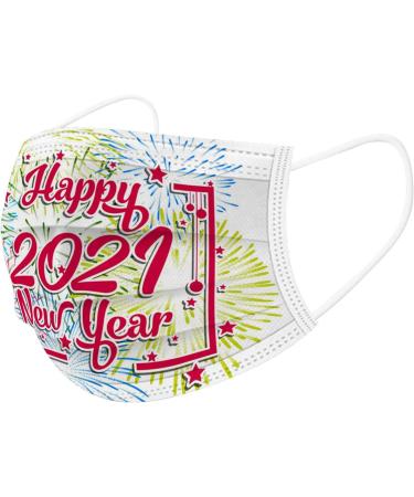 ZQP BEUU 50PCS Disposable Face Bandanas Novelty Happy New Year Balaclava 3Ply Nonwoven Covering Elastic Ear Loop for Women Men - Buy Online on GoSupps.com