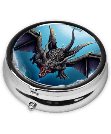 Flying Dragon Portable Metal Pill Box - Round Mini 3-Compartment Design for Small Pills | Ideal Travel Accessory - Buy Online on GoSupps.com