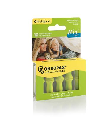 Ohropax mini soft - anatomically shaped in -ear earplugs for the small ear canal and for children - made of foam - for relaxing sleeping and listening to music - 5 x 10 pieces