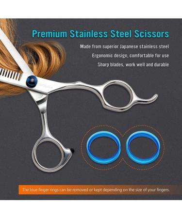 Coolala 6.5 Inch Stainless Steel Hair Cutting Scissors Thinning Shears - Professional Barber Salon Shears for Men, Women, and Kids - Buy Online on GoSupps.com