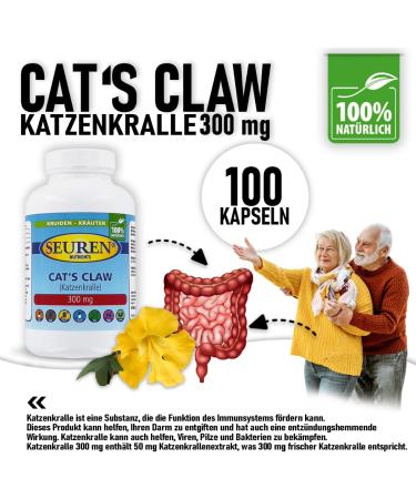Seuren Nutrinets | Cat Claw | Cat Claw Extract 50mg | 100 Capsules Cat Claw 500mg | Pure Cat Claw | Una de Gato Immune System | High Dosed. - Buy Online on GoSupps.com