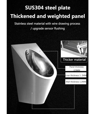 Household Products Stainless Steel Urinal Wall-Mounted Small Smart Flushing Urinal Tank Wall-Mounted Toilet for Men's Urinals Automatic Flushing Used in Shopping Malls a - Buy Online on GoSupps.com