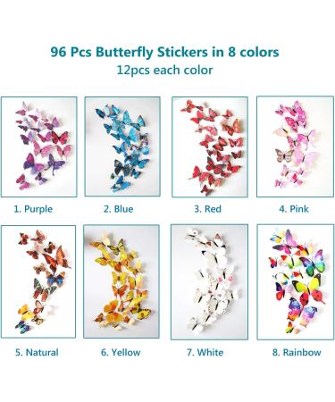 Walolo 96PCS 3D Butterfly Wall Stickers - Multicolor Magnetic Decals for Kids Room Decor - Buy Online on GoSupps.com
