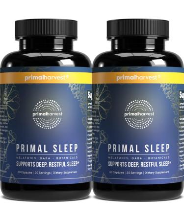 Primal Harvest 2 Pack Primal Sleep 120 Capsules with Valerian Root L-Tryptophan GABA Chamomile and Melatonin 3mg Unflavored 60 Count (Pack of 2)