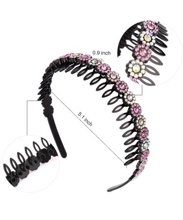 Wecoe 5pcs Non-Slip Fashion Headbands for Women & Girls - Crystal Rhinestone Hair Accessories in Pink, Purple, Silver, Blue - Fancy Comb Style with Teeth - Buy Online on GoSupps.com