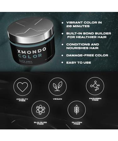 XMONDO Color Slate Grey Hair Healing Semi Permanent Color - 8 Fl Oz Vegan Formula with Hyaluronic Acid and Bond Building Technology - Buy Online on GoSupps.com