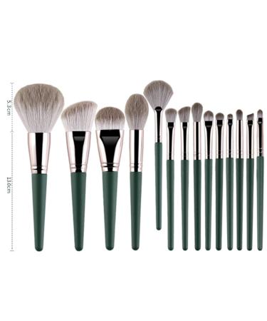 14-Piece Professional Makeup Brush Set - Complete Cosmetics Kit with Wooden Handles | Eyeshadow Blush & More - Easy to Wear & Store (Green) - Buy Online on GoSupps.com