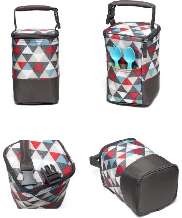 LCY Insulated Baby Bottle Cooler Bag | Holds 4 Bottles | Colorful Triangles | Hanging Strap Included - Buy Online on GoSupps.com
