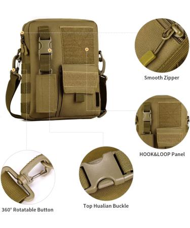 Yakmoo Tactical Shoulder Bag | MOLLE System Crossbody & Messenger Waterproof Bag for Outdoors - Brown - Buy Online on GoSupps.com