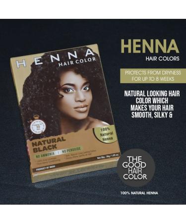 HENNA HAIR COLOR 30 Minute Enriched with Herbs Semi Permanent Powder -  Harsh Chemical Free Black Hair Dye for Men and Women (Natural Black)