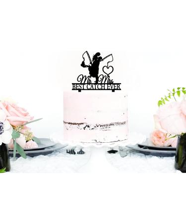 ximoogoooz Funny Fishing Wedding Cake Topper - Best Catch Ever - Groom Hugging Bride Fishing Couple Cake Topper Mr&Mrs Wedding Cake Topper (Fishing Couple) - Buy Online on GoSupps.com
