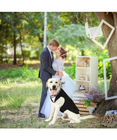 Dog Tuxedo Dog Wedding Outfit and Bandana Set Dog Tuxedo Costume Pet Clothes Puppy Formal Shirt with Removable Bow Tie Dog Suit For Small Medium Large Dogs Dog Outfit for Party Birthday Festival L(Chest:20.9-25.6" Body: 16.5") Black - Buy Online on GoSupps.com