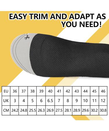 Knixmax Outdoor Orthopedic Insoles for Flat Feet | Plantar Fasciitis Relief | EU37 - Black | Comfortable Support for Men & Women - Buy Online on GoSupps.com