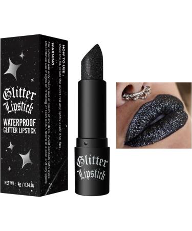  Opilroyn Halloween Black Lipstick Glitter Lipstick | Waterproof Glitter Sparkling Lipstick Non-Stick Matte Balm Body-Free for Women - Buy Online on GoSupps.com
