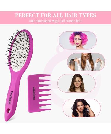 TimeTinkle Wig Brush Comb Set - Loop Brush & Mini Comb for Synthetic & Human Hair Wigs - Buy Online on GoSupps.com