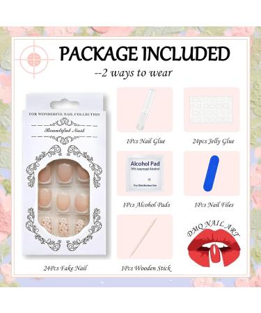 French Daisy Short Square Press On Nails - 24Pcs White Fake Nails | Removable Glue-On Acrylic Full Cover Stick On Nails for Women and Girls - Nail Art Accessories - Buy Online on GoSupps.com