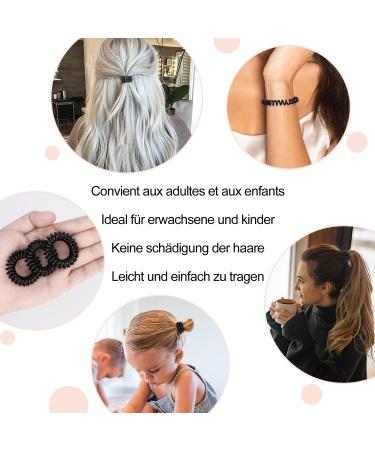Jesslab Spiral Hair Gum - 20 No-Damage Ponytail Holders & Hair Jewelry for Girls & Women - Black - Buy Online on GoSupps.com