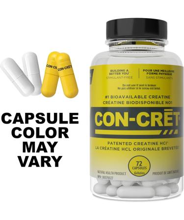 CON-CRET Creatine HCl Capsules | Muscle Cognitive Cellular Energy Support | No Bloating or Cramps | Strength & Endurance | Creatine Pills (72 Count) - Buy Online on GoSupps.com