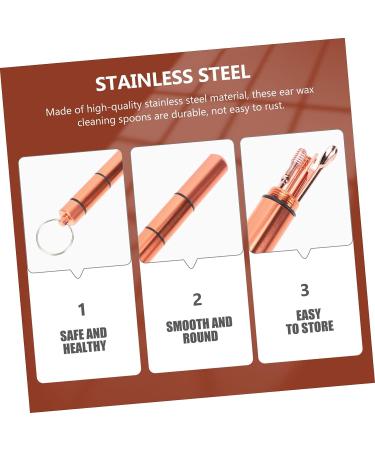Premium Ear Cleaning Kit - Stainless Steel Golden Ear Curette Spoon & Brush Set - Buy Online on GoSupps.com