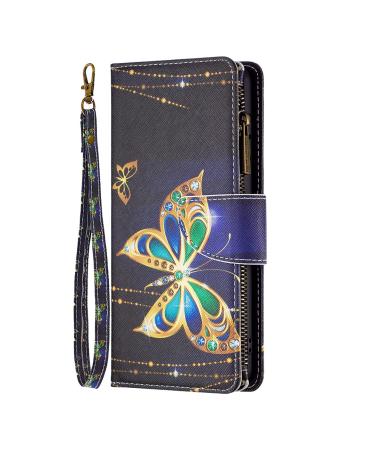 VQWQ mobile phone case for Xiaomi Redmi Note 12 Pro Plus Shell - protective cover for Xiaomi Redmi Note 12 Pro Plus Leather Bag with lanyard zipper Map Case Folding Case Magnetic 03 -Butterfly 3 Xiaomi Redmi Note 12 Pro Plus Butterfly 3