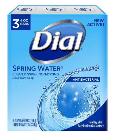 Dial Antibacterial Deodorant Soap Spring Water 4 Ounce 3 Bars Spring Water 4 Ounce (Pack of 3)