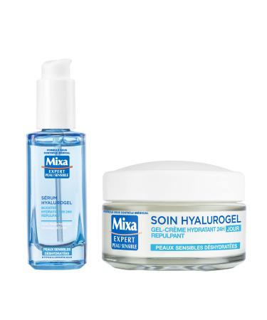 Mixa Mixa Expert Sensitive Skin - Routine Hyalurogel - 24-Hour Plumping Hydration Booster - Pure Hyaluronic Acid Vitamins B3 and B5 Serum + Treatment