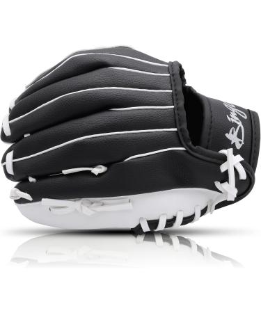 Shop Kids & Youth Baseball Gloves - Softball Mitts 9.5-12.5'' for Training - Right Hand Throw Black & White with Ball Age 3-6 - Buy Online on GoSupps.com