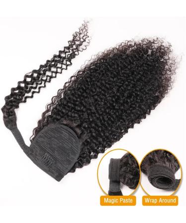 Ponytail Extension Human Hair Ponytail Extensions Kinky Curly Wrap Around Ponytail Natural Color Brazilian Remy Hair Clip In Curly Ponytail Hairpiece for Black Women Ponytail Hair Extension(Size:12inc 12inches 100g Kinky Straight - Buy Online on GoSupps.com