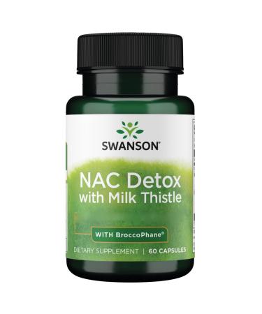 Swanson NAC Detox with Milk Thistle with Broccoli and Sulforaphane 60 Capsules High Dosed Soy Free Gluten Free Non-GMO