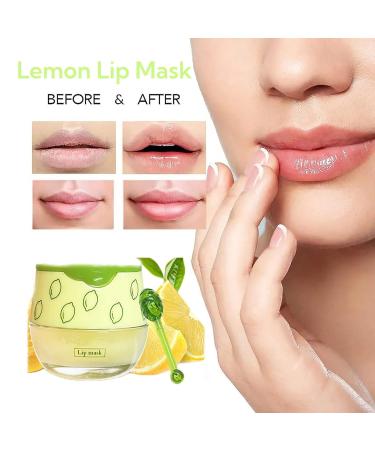 Lemon Lip Mask Overnight 2 PCS Bee Lip Balm Honey Pot With Vitamin C Day and Night Moisturizer Long-Lasting Natural Balm Treatment for Dry Chapped Dull Lips Reduce Fine Lines - Buy Online on GoSupps.com