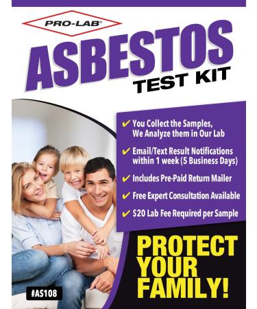 ProLab Asbestos Test Kit -You collect 2 samples We analyze them. Emailed results within 1 week (5 Business days) Includes return mailer and Expert Consultation. $40 fee required to analyze the 2 samples (AS108)