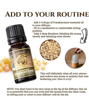 Ecodrop Frankincense Essential Oil 10ml - Cosmos Certified, 100% Pure & Therapeutic Grade for Aromatherapy, Massage and Bath - Buy Online on GoSupps.com