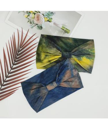 Women's Wide Knotted Headbands - African Inspired Head Wraps - Stretchy Hair Accessories - 4 Pack Tie Dye - Buy Online on GoSupps.com