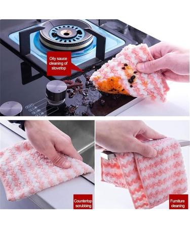 KRAJONO Coral Fleece Kitchen Cleaning Dish Cloths Super Absorbent Cleaning Cloth Non-Stick-Oil Rag Reusable Kitchen Cleaning Towel - Buy Online on GoSupps.com