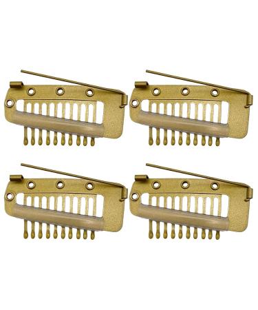 4 Gold Hair Extension Clamps - Metal Wig Clinging Snap Wing Brackets with 10 Teeth for Women's Hair Extensions - Buy Online on GoSupps.com