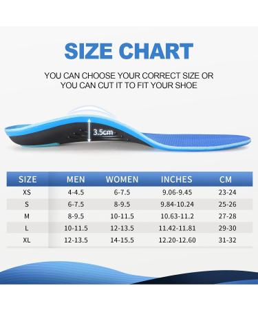 PCSSole Orthopedic Insole for High Arch Support | Flat Foot Inserts for Plantar Fasciitis & Foot Pain Relief | Men's Shoe Size 10.5-12 (30cm) - 307-Blue - Buy Online on GoSupps.com