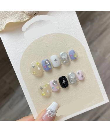 Detachable Handmade false nails with design dopamine bubble love girl press on Nail enhancement false nails (Color : 11 Size : M)
