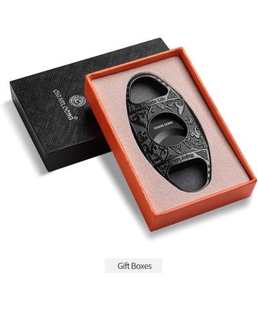 Cigar Cutter Accessories Cigar Cutter Black Engraved Stainless Steel Double Self Sharpening Blades Cigar Guillotine - Buy Online on GoSupps.com