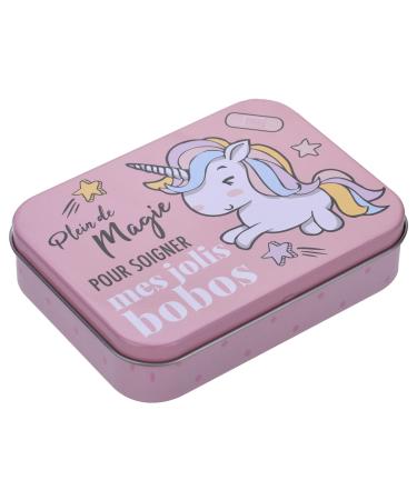 Unicorn children's plaster licensed product - 2 pieces - metal box - 24 plaster - beautiful design plaster storage box for children - suitable for backpack - handbag unicorn 2 pieces