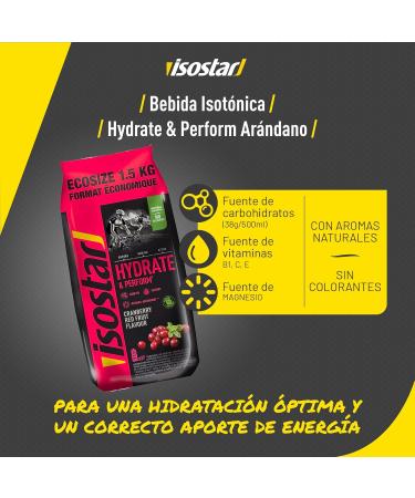  Isostar Isostar - Hydrate & Perform Cranberry and Red Fruit Flavor - Isotonic Drink Powder - 1.5 kg (37 servings) - Buy Online on GoSupps.com