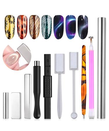 10Pcs Cat Eye Magnet for Nails 3D Cat Eye Nail Art Magnet Strong Pen Double Head Cat Eye Magnet Stick Cat Eye Gel Nail Polish Magnet Manicure Tool For Nails Double-Head Nail Magnetic Stick SET1