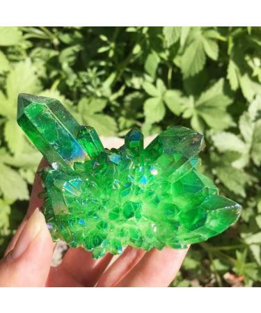 Home Decor 100-120g Natural Crystal Green Angel Aura Quartz Cluster specimens Titanium Coating Quartz Cluster Gifts Natural Crystal Raw Stones and Minerals Reiki Crystal Stone (Size : 110-120g) - Buy Online on GoSupps.com