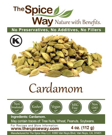 The Spice Way Cardamom Pods - 4 oz | Whole Green Cardamom Pods - Kosher by OK - Buy Online on GoSupps.com
