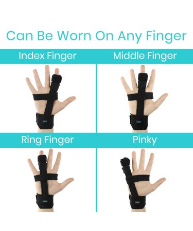 Vive Full Trigger Finger Splint - Hand and Wrist Brace Support for Pain Relief - Adjustable Straightener for Sprains, Arthritis, Tendonitis - Black - Buy Online on GoSupps.com