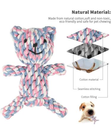 MEKEET Puppy Boredom Rope Toy - Natural Teeth Cleaning Chew Rope for Small Dogs - Bear Design - Buy Online on GoSupps.com