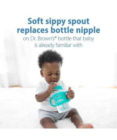 Dr. Brown s Milestones Wide-Neck Sippy Bottle | Easy-Grip 9oz Turquoise Sippy Spout | BPA-Free | 6m - Buy Online on GoSupps.com