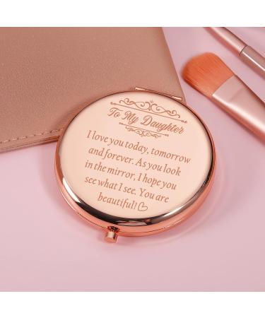 Sophauteem Daughter Gift Compact Mirror - Unique Makeup Mirror for Teen Girls - Perfect for Wedding, Birthday, Graduation & More - Rose Gold - Buy Online on GoSupps.com