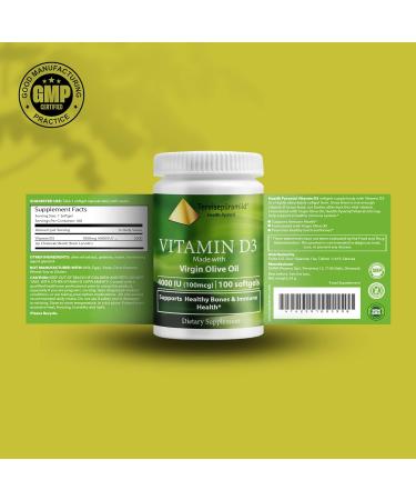 Health Pyramid Vitamin D3 4000 IU Cholecalciferol in Olive Oil Softgel - Bone & Immune Support Supplement - Buy Online on GoSupps.com