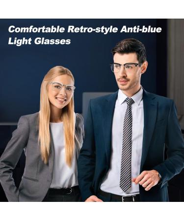 Buy Blue Light Blocking Glasses - 2 Pack Semi-Rimless Anti-UV Eyewear for Men & Women - Black/Gold & Clear - Buy Online on GoSupps.com