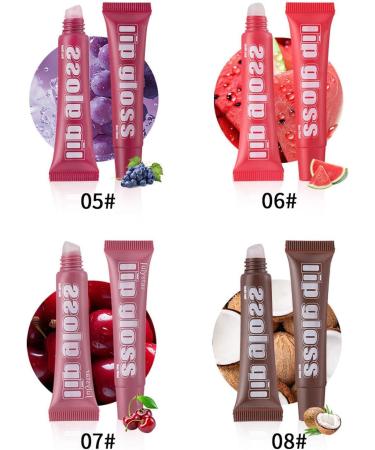 Liquid lip gloss moisturizing lip gloss set 8X plumping lip gloss fruit flavored lip oil transparent lip gloss in different fruity flavors effect - Buy Online on GoSupps.com
